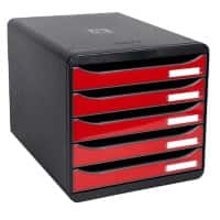 Exacompta Drawer Unit with 5 Drawers Big Box Plus Plastic Glossy Black, Red 27.8 x 34.7 x 27.1 cm
