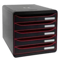 Exacompta Drawer Unit with 5 Drawers Big Box Plus Plastic Black, Raspberry 27.8 x 34.7 x 27.1 cm