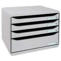 Exacompta Drawer Unit with 4 Drawers Big Box Plus Horizon Maxi Plastic Light Grey 35.5 x 27 x 27.1 cm