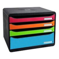 Exacompta Drawer Unit with 4 Drawers Big Box Plus Horizon Maxi Plastic Harlequin Assorted 35.5 x 27 x 27.1 cm