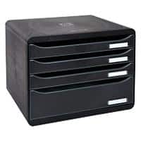 Exacompta Drawer Unit with 4 Drawers Big Box Plus Horizon Maxi Plastic Black 35.5 x 27 x 27.1 cm