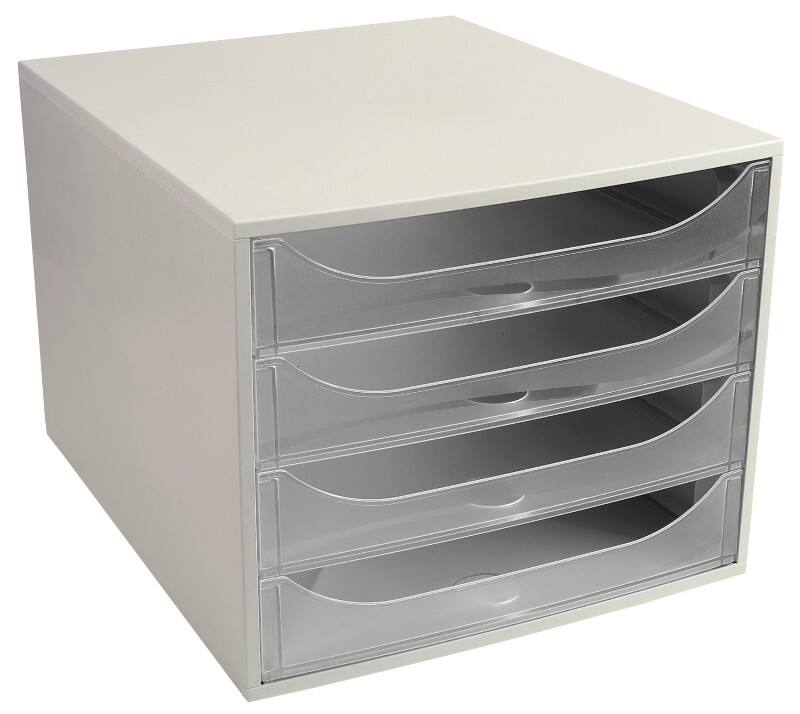 Exacompta Classic Desktop Drawers Plastic Transparent, White 4 Drawers 28.4 x 34.8 x 23.4 cm A4+