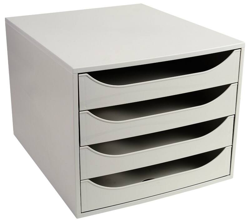 Exacompta Classic Desktop Drawers Plastic Grey 4 Drawers 28.4 x 34.8 x 23.4 cm A4+