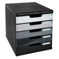 Exacompta Drawer Unit with 5 Drawers Modulo Plastic Black, Grey 28.8 x 35 x 32 cm