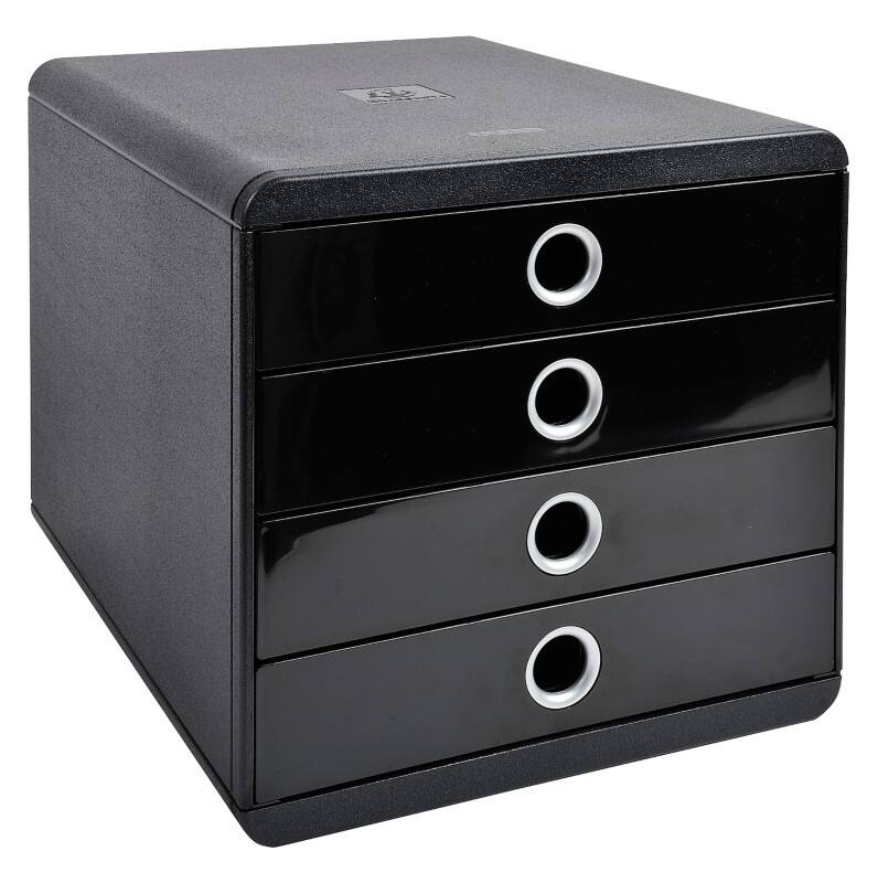 Exacompta Classic Desktop Drawers Plastic Black, Silver 4 Drawers 27.8 x 34.7 x 26.7 cm A4+