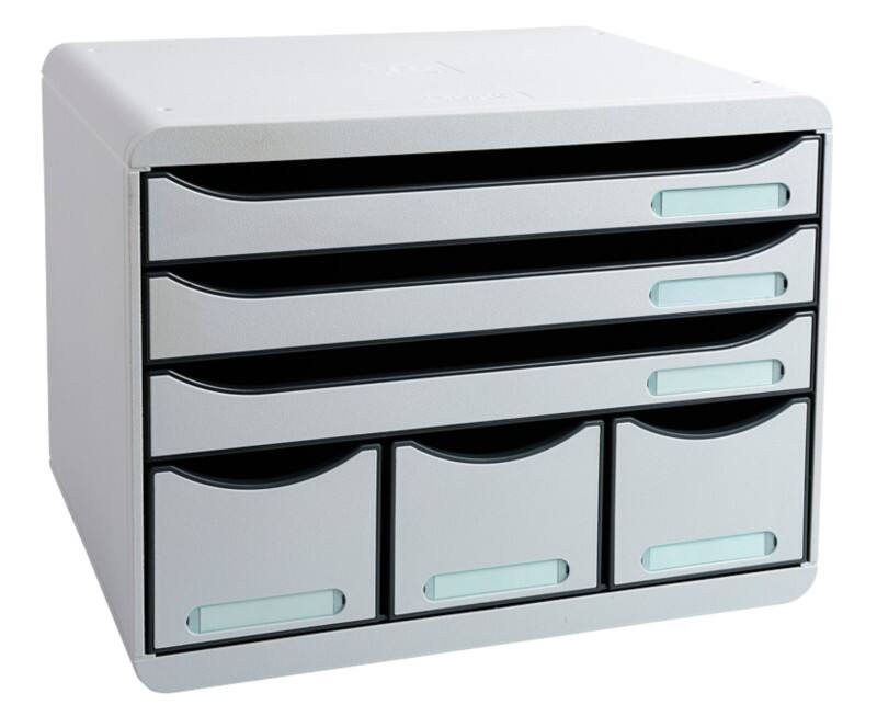 Exacompta Classic Desktop Drawers Plastic Grey 6 Drawers 35.5 x 27 x 27.1 cm A4+