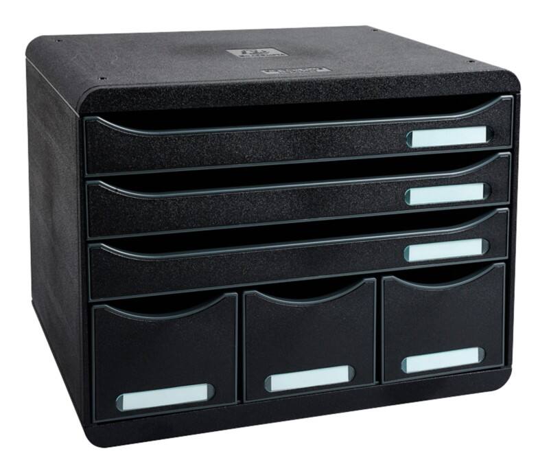 Exacompta ECOBlack Desktop Drawers Plastic Black 6 Drawers 35.5 x 27 x 27.1 cm A4+