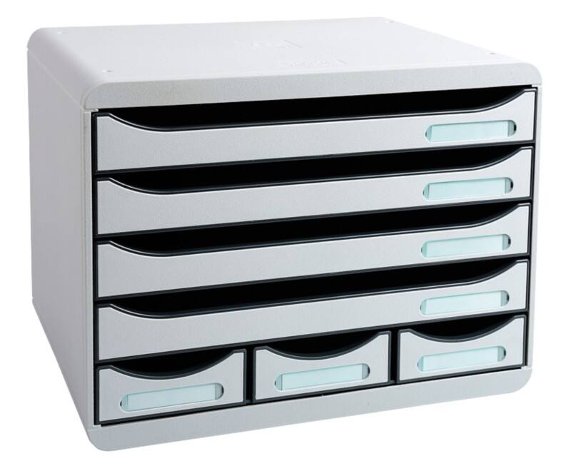 Exacompta Classic Desktop Drawers Plastic Grey 7 Drawers 35.5 x 27 x 27.1 cm A4+
