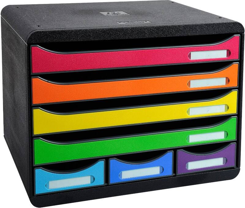 Exacompta Iderama Store-Box Mini Desktop Drawers Plastic Multicolour 7 Drawers 35.5 x 27 x 27.1 cm A4+