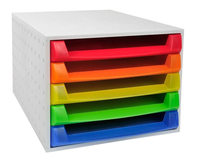 Exacompta Linicolor Desktop Drawers Plastic Assorted 5 Drawers 28.4 x 38.7 x 21.8 cm A4+