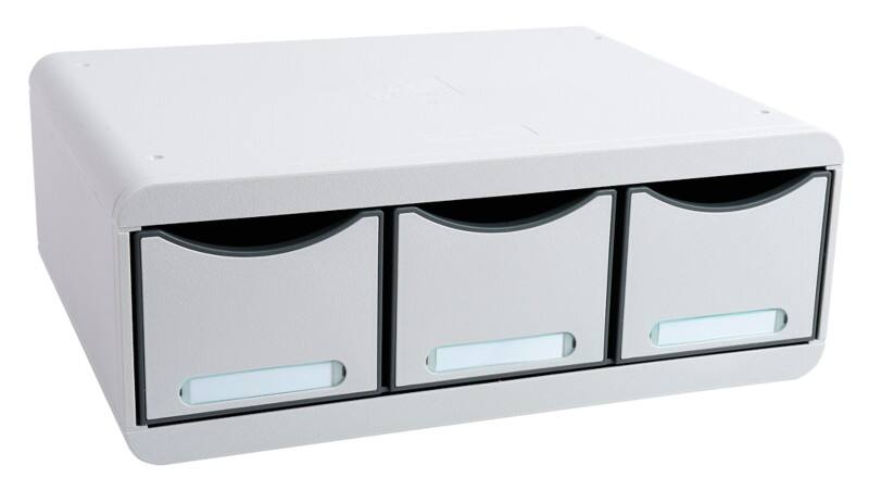 Exacompta Classic Desktop Drawers Plastic Grey 3 Drawers 35.5 x 27 x 13.5 cm