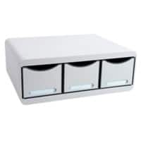 Exacompta Drawer Unit with 3 Drawers Toolbox Maxi Plastic Light Grey 35.5 x 27 x 13.5 cm