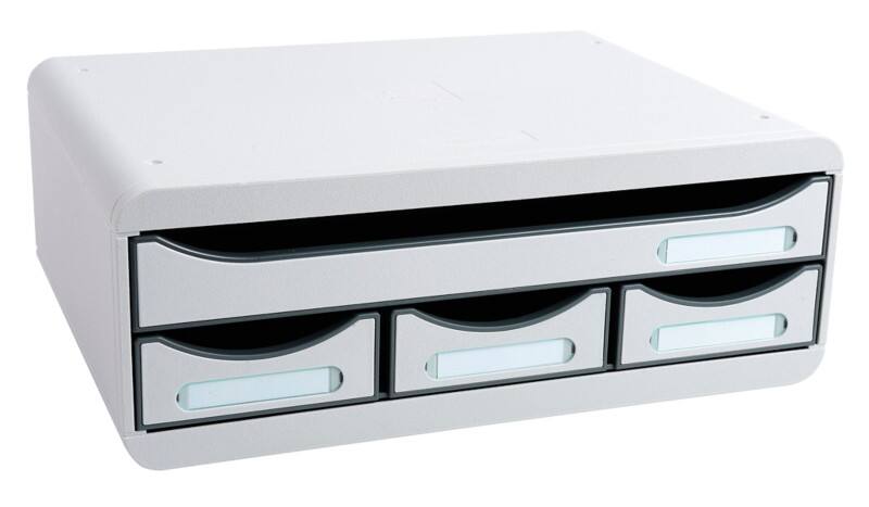 Exacompta Classic Desktop Drawers Plastic Grey 4 Drawers 35.5 x 27 x 13.5 cm A4+