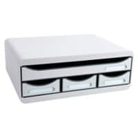 Exacompta Drawer Unit with 4 Drawers Toolbox Mini Plastic Light Grey 35.5 x 27 x 13.5 cm