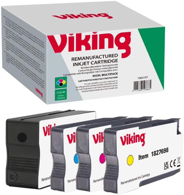 Viking 953XL Compatible HP Ink Cartridge 3HZ52AE Black, Cyan, Magenta, Yellow Pack of 4 Multipack