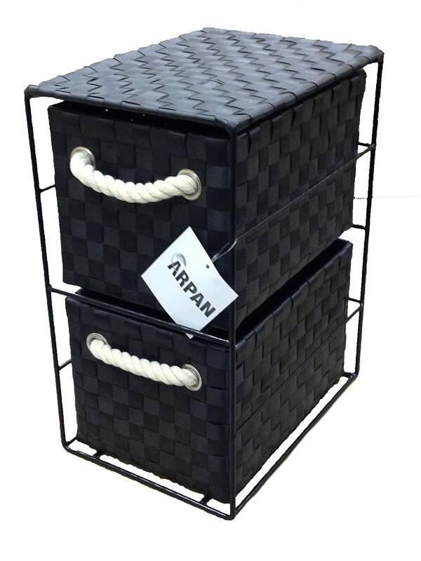 ARPAN Storage Cabinet with 2 Drawers Polypropelene Black 18 x 25 x 33 cm