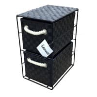 ARPAN Storage Cabinet with 2 Drawers Polypropelene Black 18 x 25 x 33 cm
