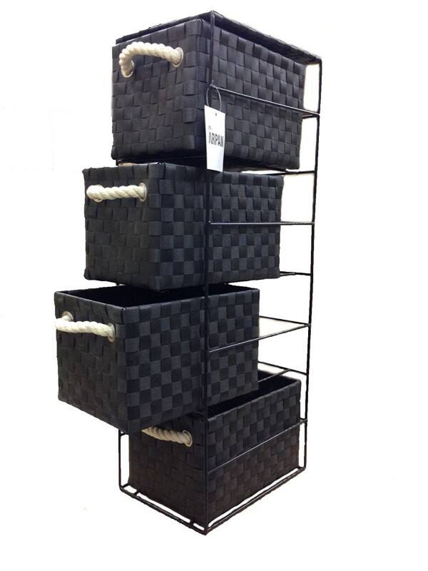 ARPAN Storage Cabinet with 4 Drawers Polypropelene Black 18 x 25 x 65 cm