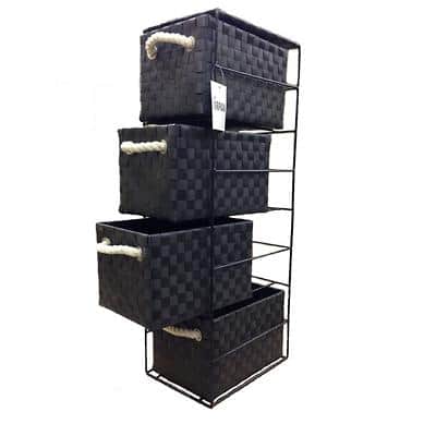ARPAN Storage Cabinet with 4 Drawers Polypropelene Black 18 x 25 x 65 cm