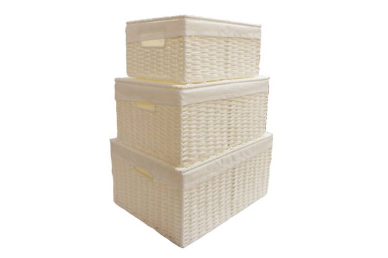 ARPAN Storage Basket Paper Rope White 25.5 x 28 x 28 cm Set of 3