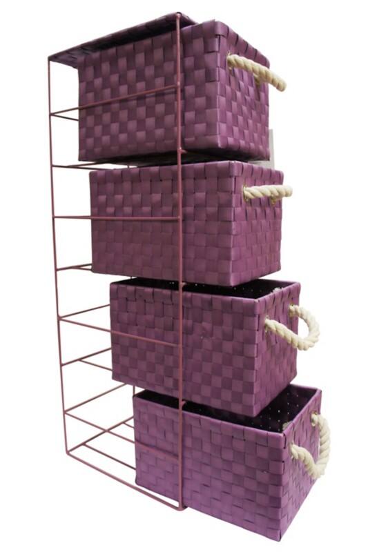 ARPAN Storage Cabinet with 4 Drawers Polypropelene Purple 18 x 25 x 65 cm