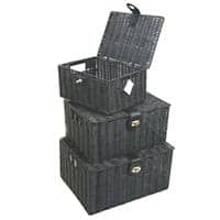ARPAN Storage Basket Plastic Black 36 x 28 x 18.5 cm Set of 3