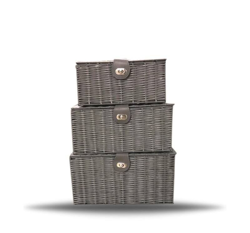 ARPAN Storage Basket Plastic Grey 36 x 28 x 18.5 cm Set of 3