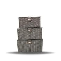 ARPAN Storage Basket Plastic Grey 36 x 28 x 18.5 cm Set of 3