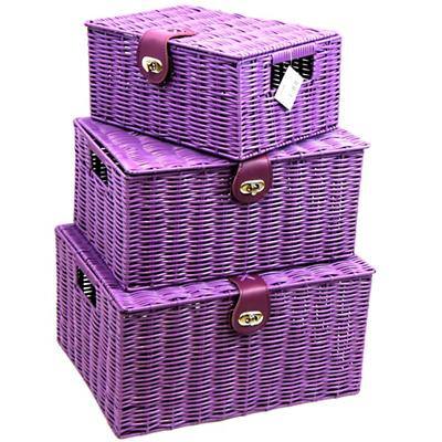 ARPAN Storage Basket Plastic Purple 36 x 28 x 18.5 cm Set of 3