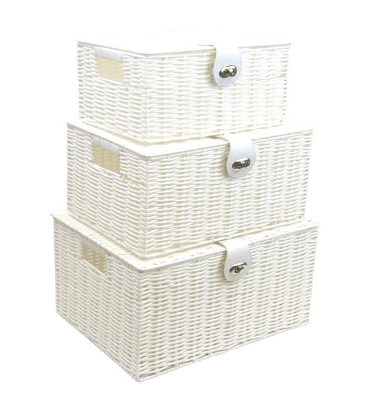 ARPAN Storage Basket Plastic White 36 x 28 x 18.5 cm Set of 3