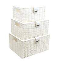 ARPAN Storage Basket Plastic White 36 x 28 x 18.5 cm Set of 3