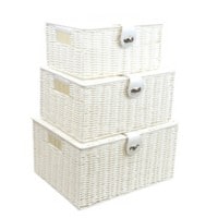 ARPAN Storage Basket Plastic White 36 x 28 x 18.5 cm Set of 3