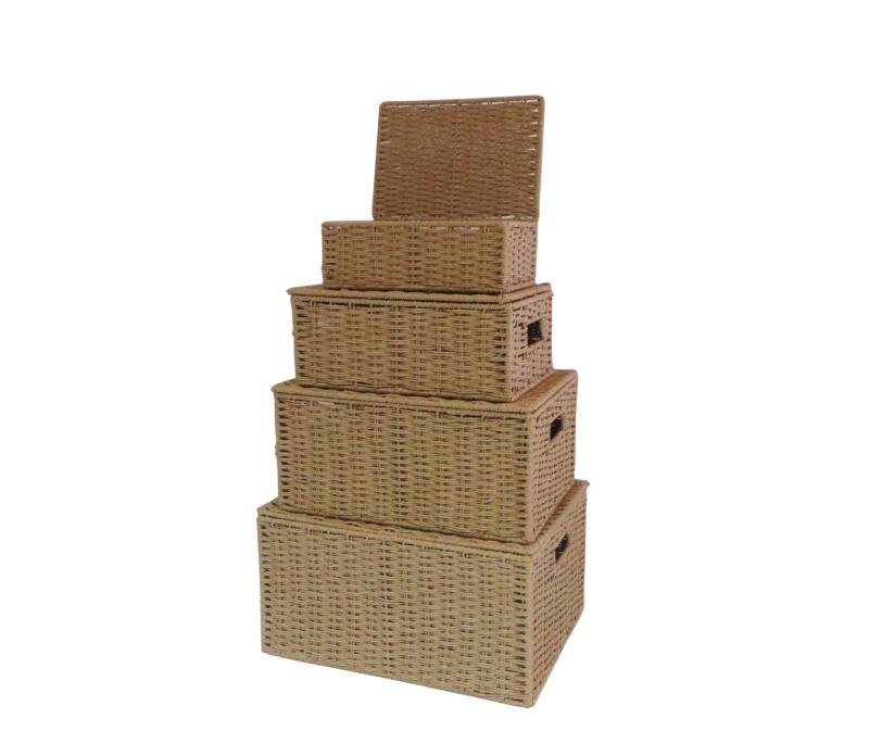 ARPAN Storage Basket Paper Rope Brown 36 x 28 x 18.5 cm Set of 4