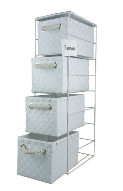ARPAN Storage Cabinet with 4 Drawers Polypropelene White 18 x 25 x 65 cm