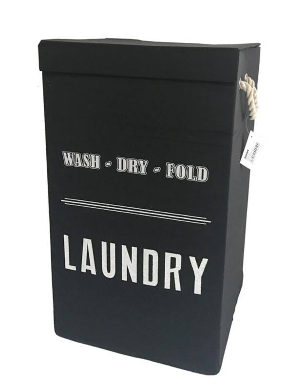 ARPAN Laundry Basket Oxford Cloth Black 34 cm x 59 cm