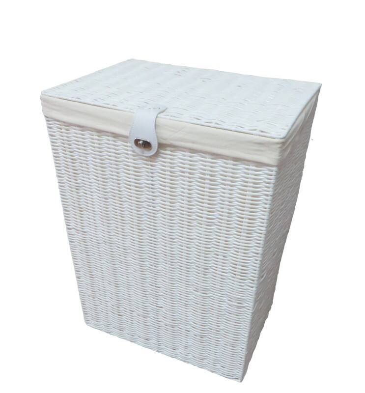 ARPAN Laundry Basket WB-9358-MWT Plastic White 48.6 cm With Removable Lid M