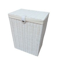 ARPAN Laundry Basket WB-9358-MWT Plastic White 48.6 cm With Removable Lid M