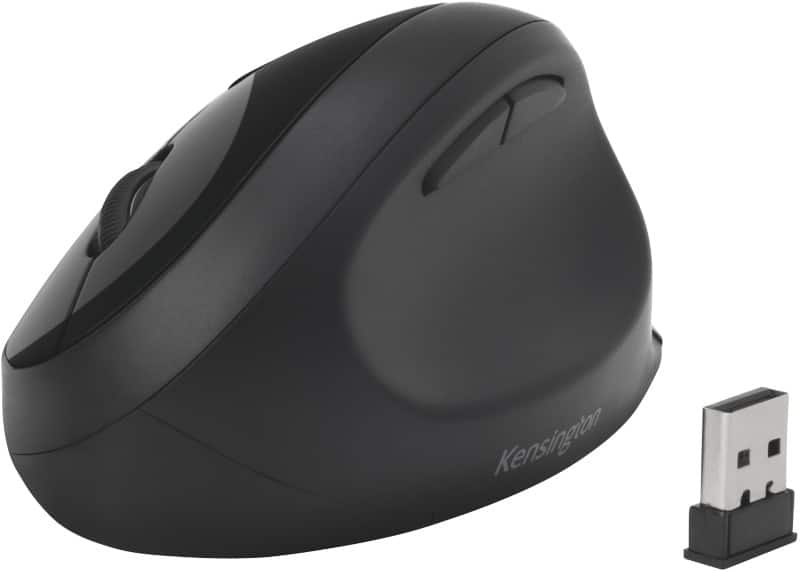 Kensington Pro Fit Dual Wireless Ergonomic Mouse K75404EU Optical For Right-Handed Users Bluetooth/USB-A Nano Receiver Black