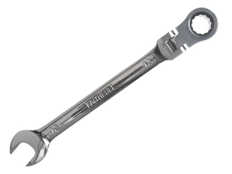 Faithfull FAISPARAT13 Ratchet Combi Spanner 12 Point Chrome Vanadium Chrome Plated 13 mm