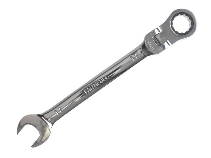 Faithfull FAISPARAT17 Ratchet Combi Spanner 12 Point Chrome Vanadium Chrome Plated 17 mm