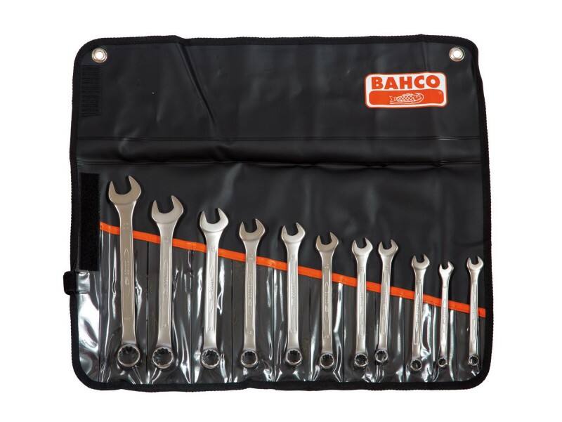 Bahco 111M/11T Metric Flat Combination Wrench Set 15° Alloy Steel Chrome Plated 8 - 22 mm Set of 11
