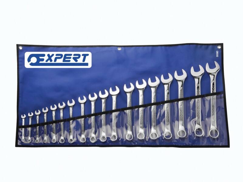 BRITOOL E113200 Combination Spanner Set 12 Point 15° Chrome vanadium steel Chrome Plated 6 - 24 mm Pack of 18