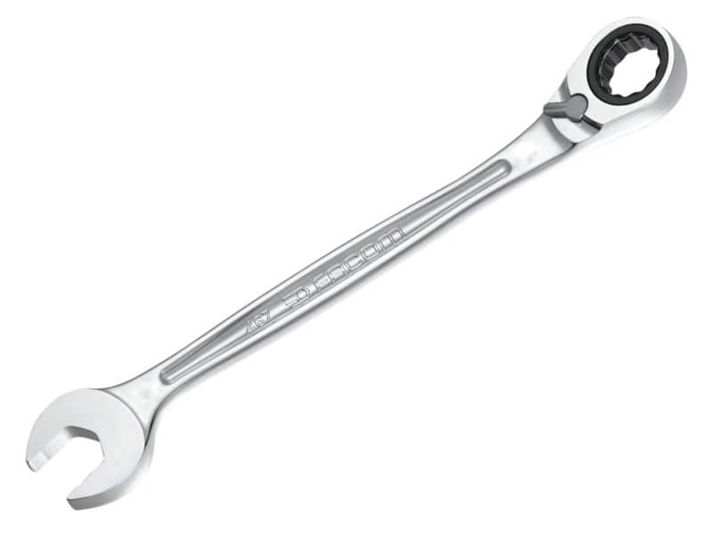 FACOM FCM467B10 Combination Ratcheting Spanner 12 Point Chrome Vanadium Satin Finish 10 mm
