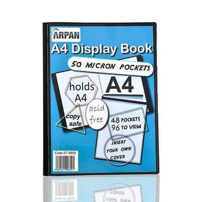 ARPAN Display Book A4 Black 48 Pockets Polypropylene 24 x 30 x 1 cm