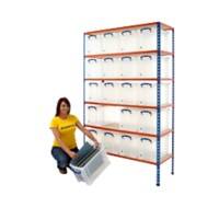 BiGDUG Shelving Unit with 6 Levels and 20 Really Useful Boxes Chipboard, Steel 1980 x 1220 x 455 mm Blue, Orange