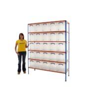 BiGDUG Shelving Unit with 6 Levels and 25 Really Useful Boxes Chipboard, Steel 1980 x 1525 x 455 mm Blue, Orange