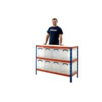BiGDUG Shelving Unit 3 Shelves Melamine, Particle Board, Steel 1,220 x 455 x 915 mm Blue, Orange