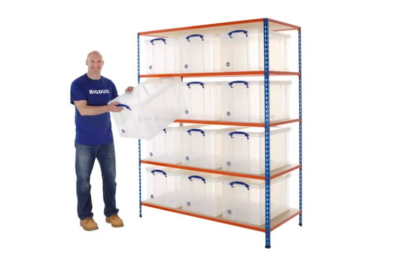 BiGDUG Shelving Unit 5 Shelves Chipboard, Steel 1,525 x 730 x 1,980 mm Blue, Orange