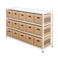 BiGDUG Document Storage Bay 4 Shelves Melamine, Particle Board, Steel 1,525 x 455 x 990 mm Grey