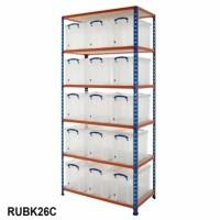 BiGDUG Shelving Unit with 6 Levels and 15 Really Useful Boxes Chipboard, Steel 1980 x 915 x 455 mm Grey